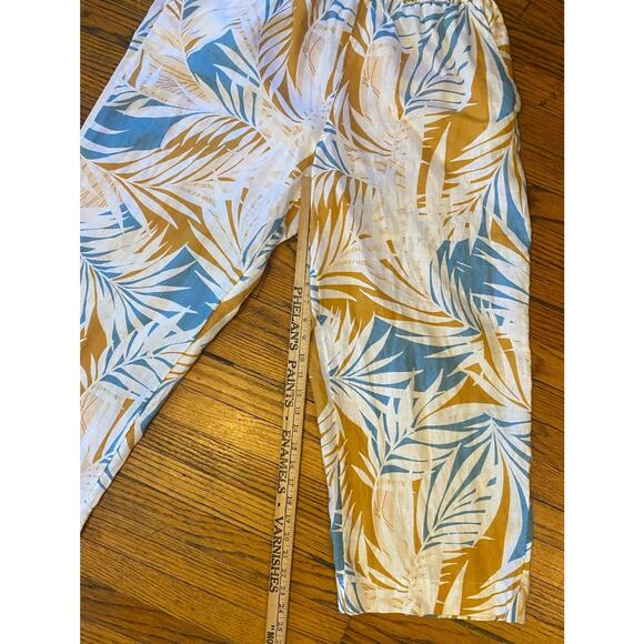 Cynthia Rowley Linen Wide Leg Pants Cropped Pockets Women’s Large - Picture 5 of 7